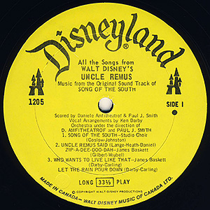 All the Songs from Walt Disney's Uncle Remus